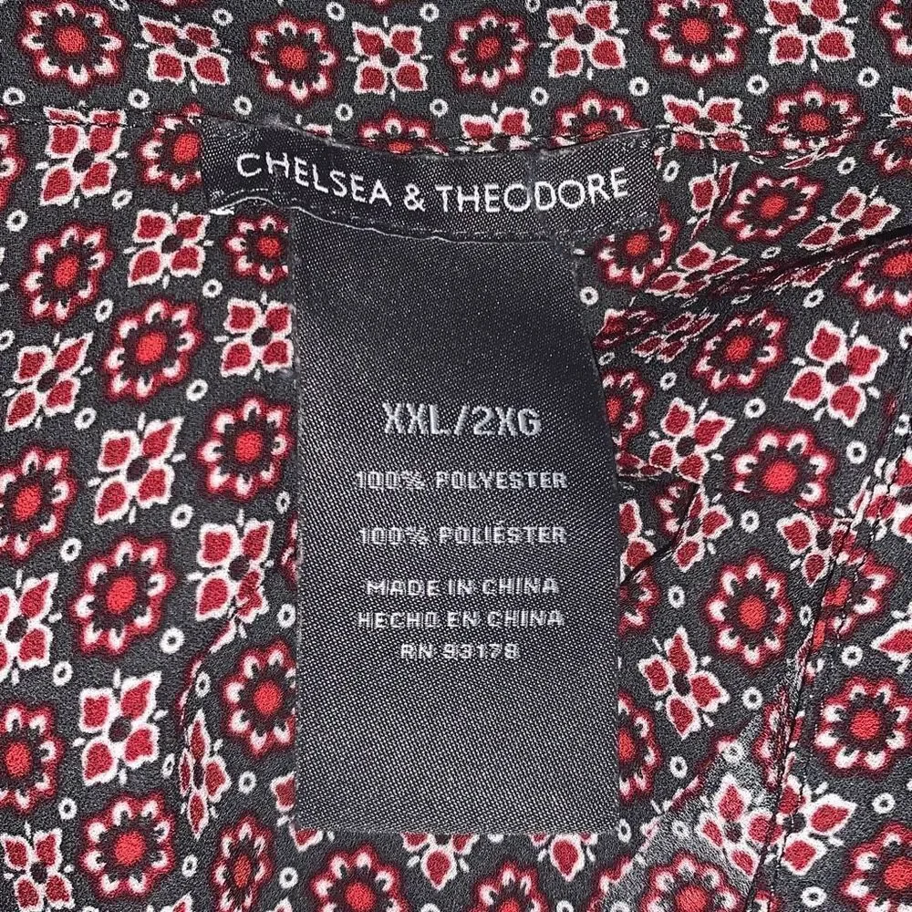Vintage 90’s Chiffon Burgundy Wine Floral Retro Print Button Down Long Sleeve To